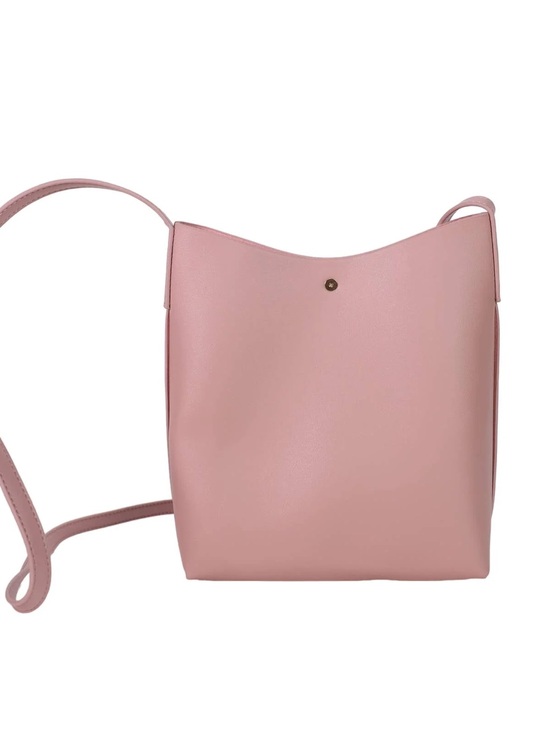 Anthropologie Handbags - Anthropologie Samra Vegan Leather Blush Pink Crossbody Bucket Bag